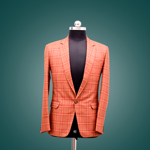 Front View Of Brown Check Blazer