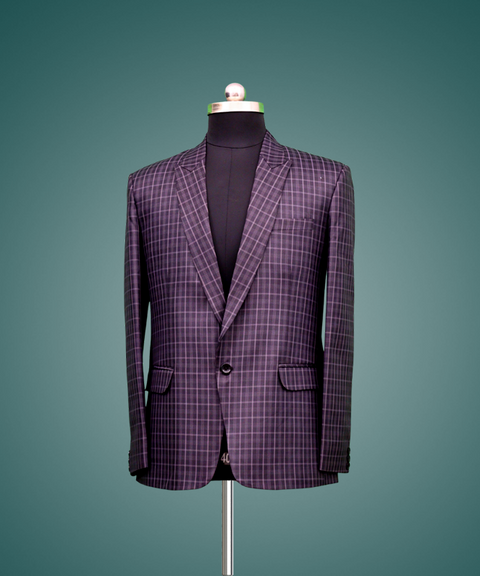 Front View Of Burgundy Slim Fit Blazer