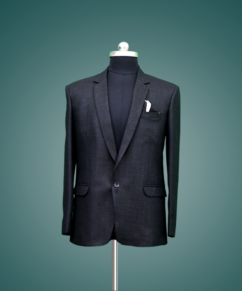 Front View Of Black Structured Blazer