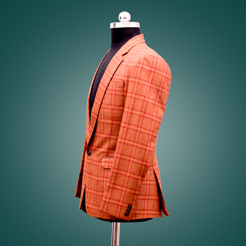Left Side View Of Brown Check Blazer