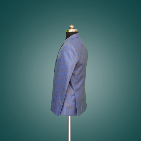 Side View Of Blue Striped Blazer Mens