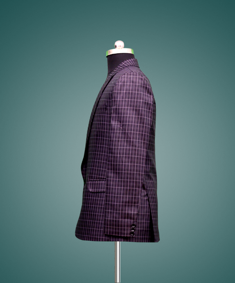 Left Side View Of Burgundy Slim Fit Blazer