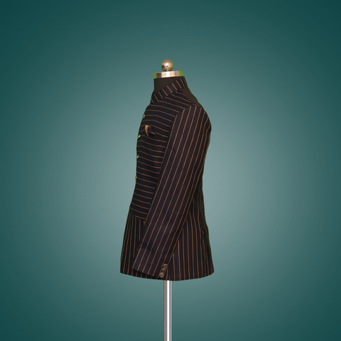 Side View Of Navy Blue Jodhpuri With Brown Stripes