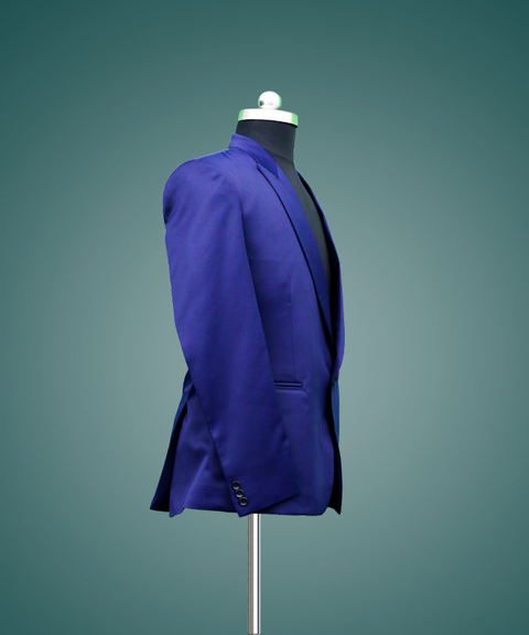 Right Side View Of Casual Navy Blue Blazer