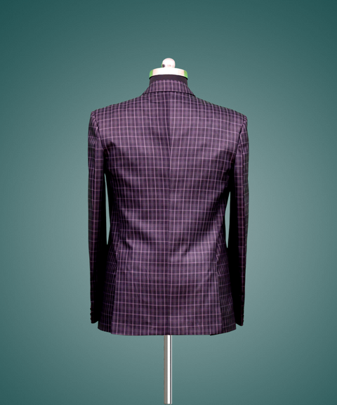 Back View Of Burgundy Slim Fit Blazer